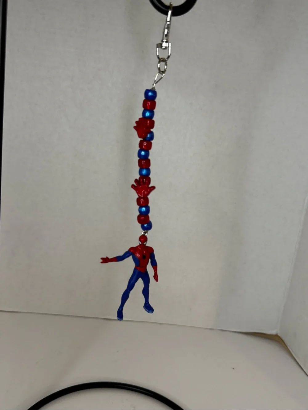 Spiderman Red & Blue Beaded Charm Keychain